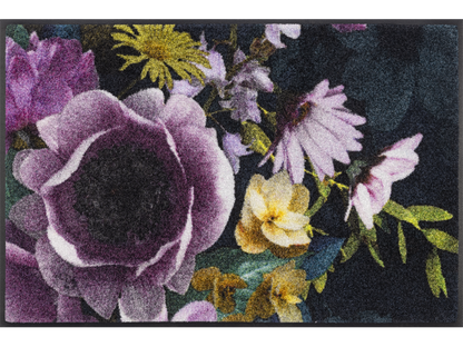 Fußmatte mit violett-gelben Blumen