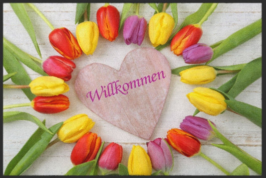 Fussmatte Willkommen Tulpen 4152 - Fussmatte Individuell